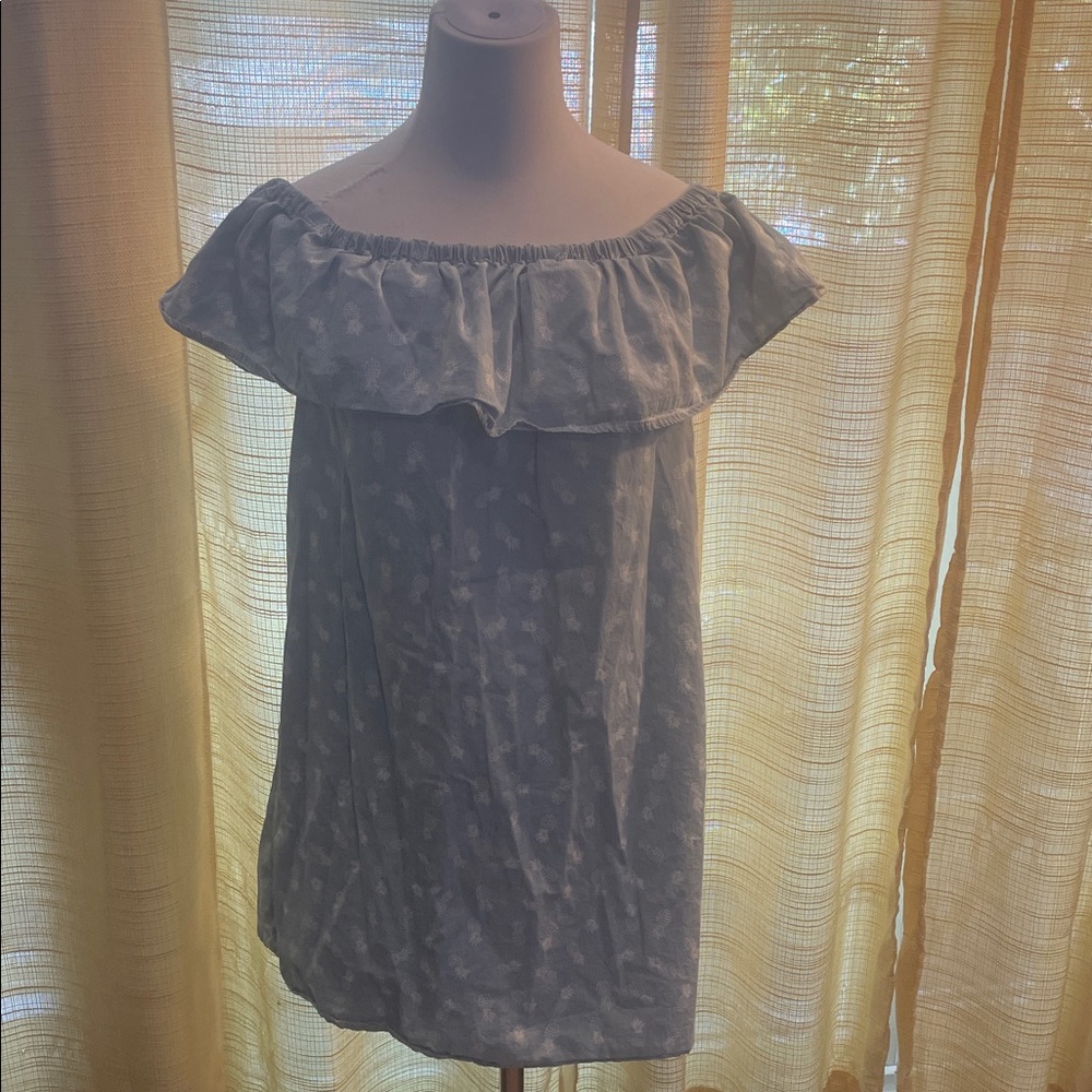 Blue Pineapple Off-Shoulder Women's mini dress | long shirt by love fire